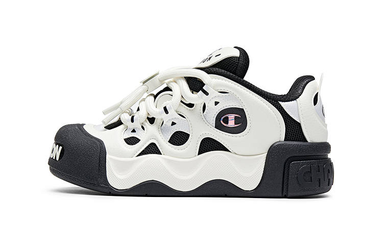 Champion Puffy Donut Skateboard Shoes Women's Black White