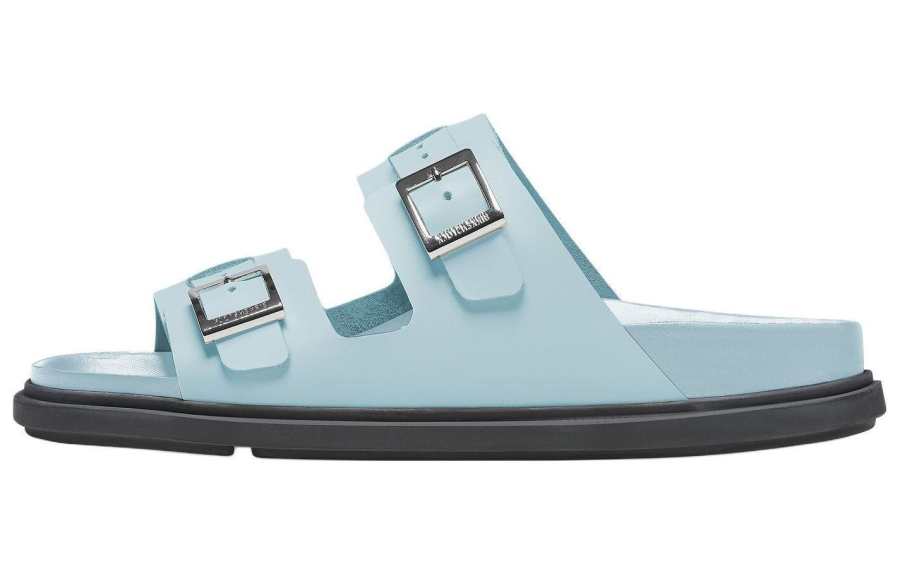 Birkenstock Slide Slippers Women's Mineral Blue Narrow