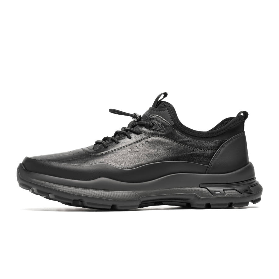 C°BANNER Top Grain Cow Leather Breathable Low top Casual Shoes Men's Black