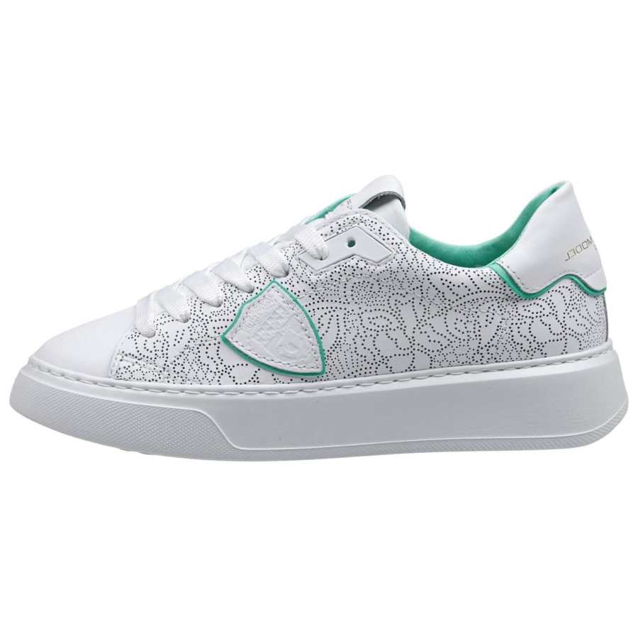 PHILIPPE MODEL Temple Leather Low top Skateboard Shoes Women's White Green