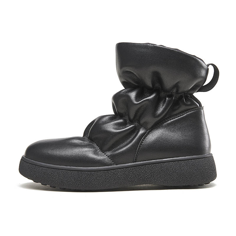 KANGNAI Cow Split Leather Short Snow Boots Women's
