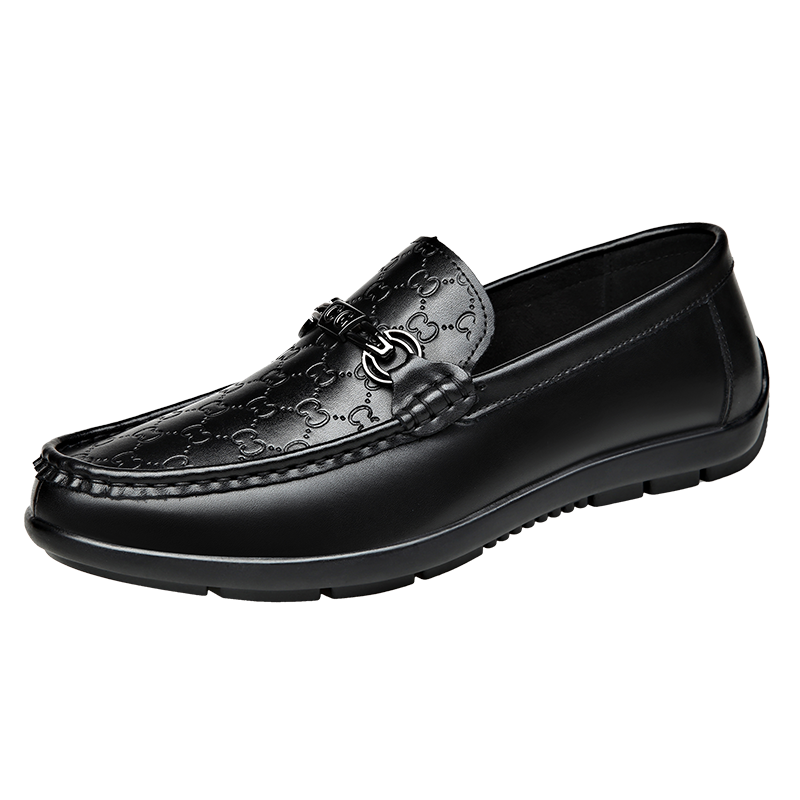 PINYI Cow Split Leather Casual Shoes Men's Black