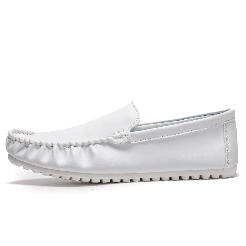 YINGLUNQISHI Cow Split Leather Casual Shoes Men's White