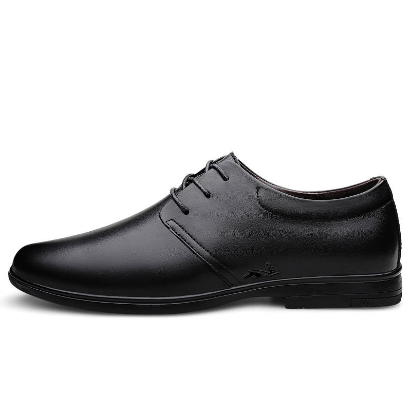 YINGLUNQISHI Top Grain Cow Leather Casual Shoes Men's Black