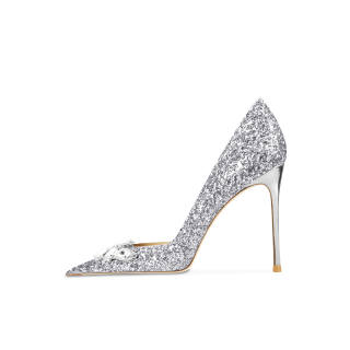 Ganxiaojie Fashion Trend Slim Heel High Heels Women's Silver