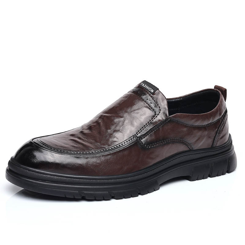 CITONGXIANSHENG Cow Split Leather Casual Shoes Men's Brown