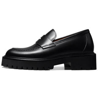 Zuti Trendy Fashion Versatile Casual Leather Shoes Cow Leather Loafers Men's Black