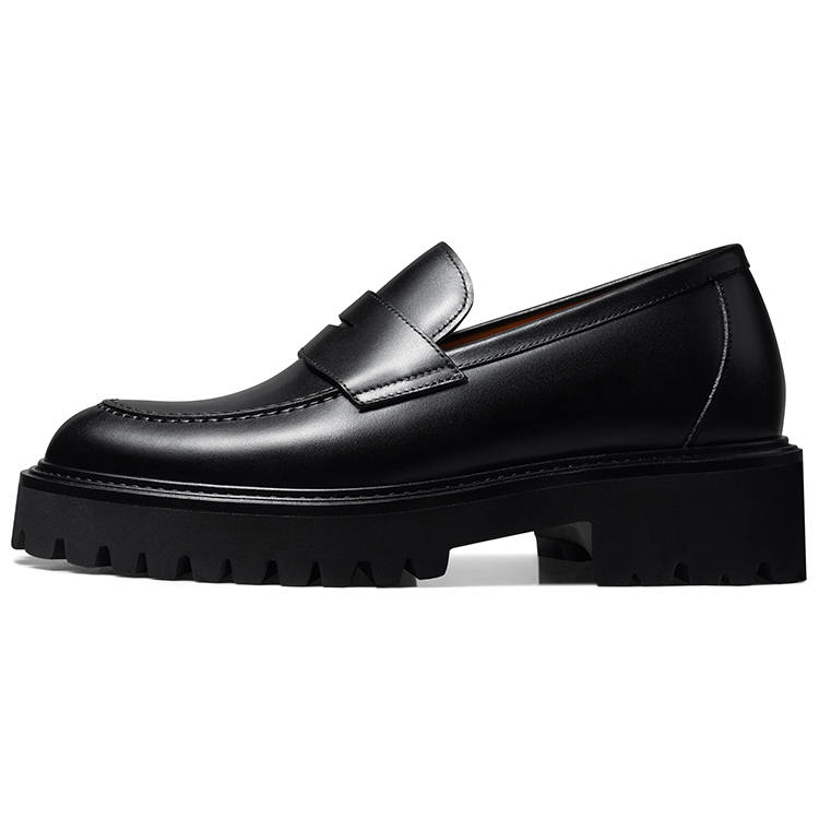 Zuti Trendy Fashion Versatile Casual Leather Shoes Cow Leather Loafers Men's Black