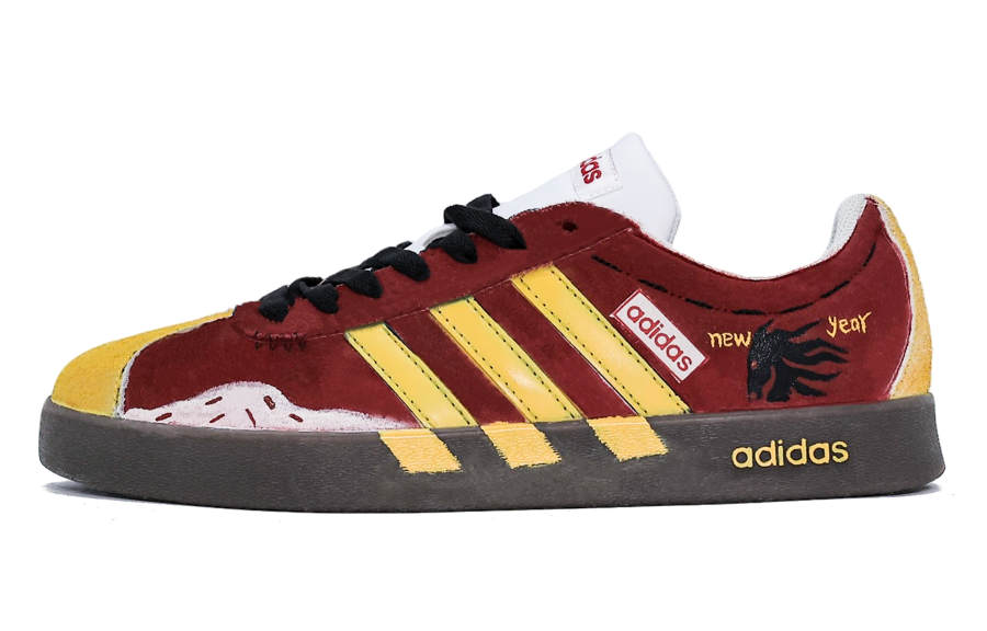 Adidas Adidas Vl Court Classic Cushioning, Wear Resistant Low top German Army Trainers Unisex Red Yellow