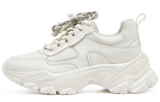 Talitaqoom Cow Leather Coverage Support Balance Height Increasing Low top Chunky Sneakers Women's Ecru