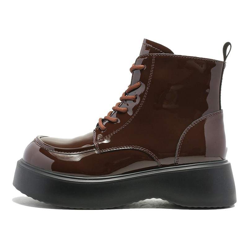 BOJUEMAO Cow Split Leather Short Combat Boots Women's