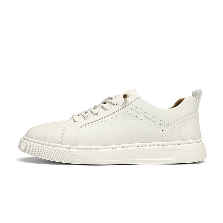 CROWN Cow Leather Low top Skateboard Shoes Men's White