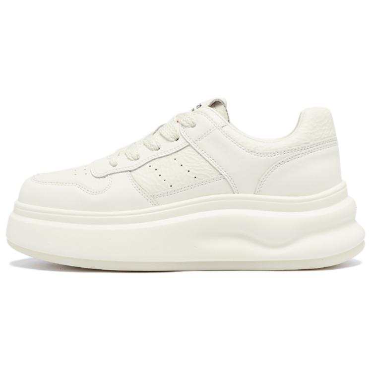 AGSDON Cow Split Leather Abrasion Resistant Abrasion Resistant Low top Skateboard Shoes 5.5cm Unisex Beige
