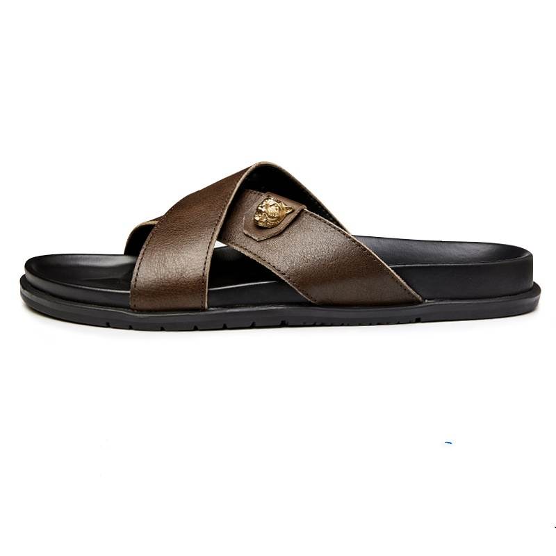 Brounvanm EVA Slip Resistant Odor Resistant Slide Slippers Men's Brown