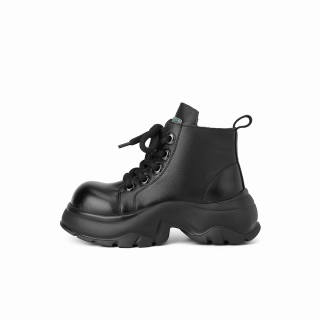 PIERCE GENTRY Cow Leather Short Combat Boots 7.5cm Women's