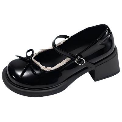 LXVB Pu Chunky Heel Mary Jane Shoes Women's