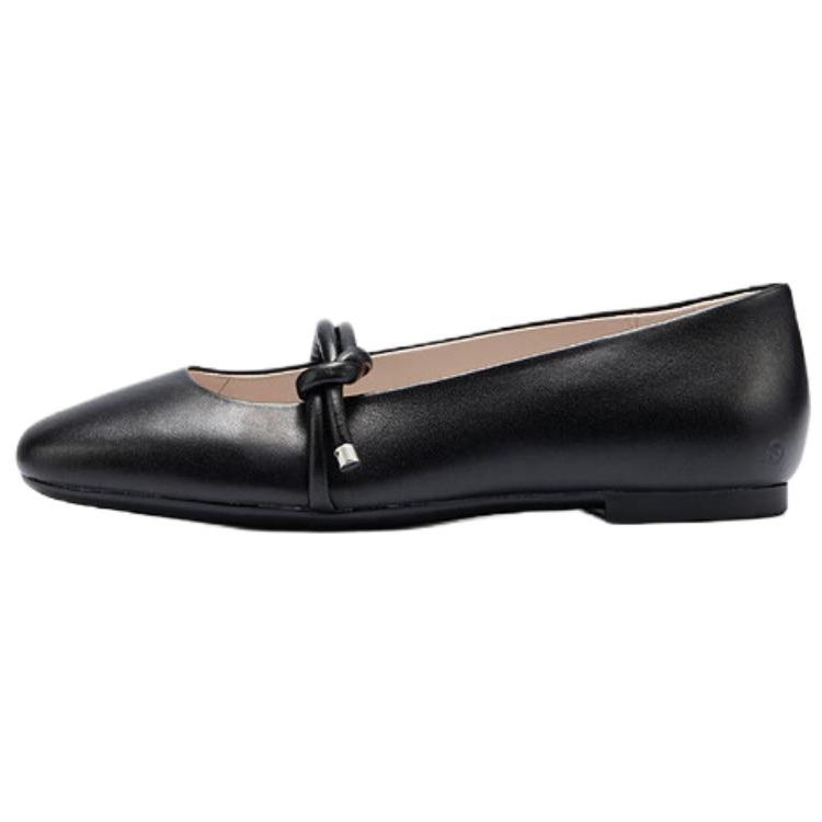 Ecco Dance Joy Collection Sheepskin Flat Mary Jane Shoes 1CM Women's Black