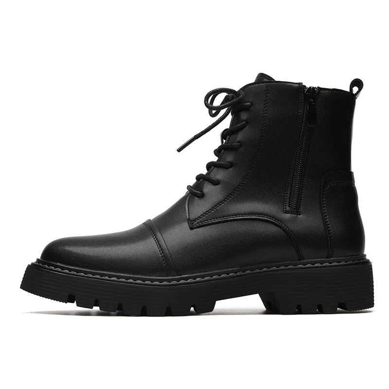 KAQIAODI Microfiber Leather Short Combat Boots Men's Black