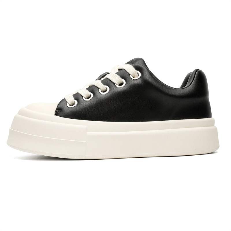 BAILUNHAN Cow Split Leather Slip Resistant Abrasion Resistant Low top Skateboard Shoes Unisex Black