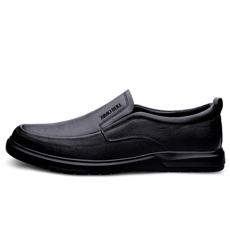 XIMO BULL Top Grain Cow Leather Men's Casual Shoes Men's Black