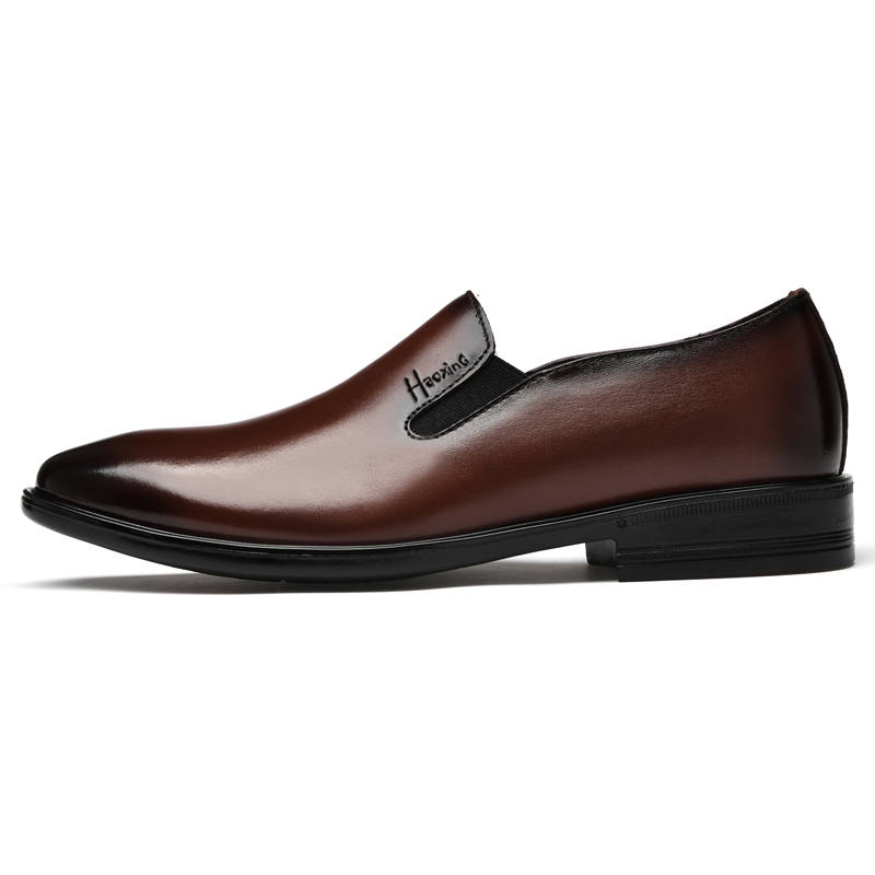 HAOXING Top Grain Cow Leather Casual Shoes Men's Brown