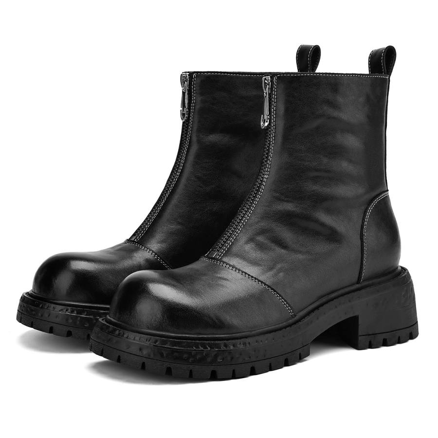 SAFIYA SAFIYA Cow Split Leather Short Combat Boots Women's