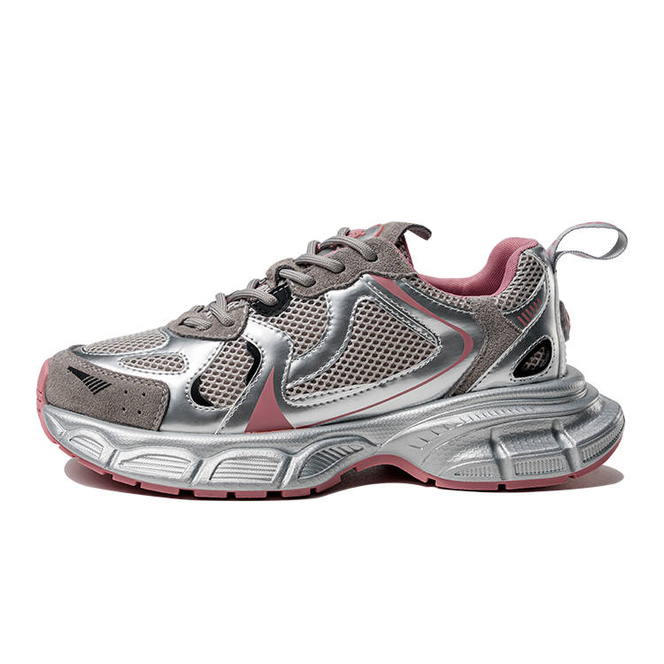 EBLIS HUNGI Mesh Low top Chunky Sneakers Women's Silver, Platform, Height Increasing