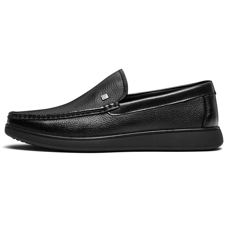 PALMPOLO Top Grain Cow Leather Casual Shoes Men's Black