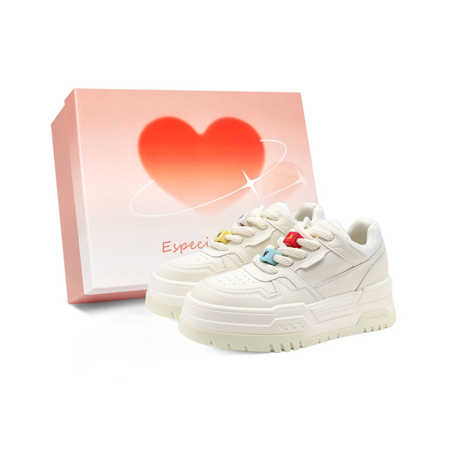 Safiya Cow Split Leather Low top Skateboard Shoes Women's Ecru