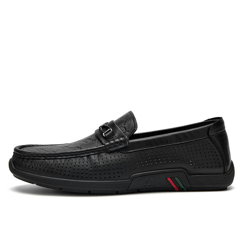 SEPTWOLVES Top Grain Cow Leather Gommino Loafers Men's Black