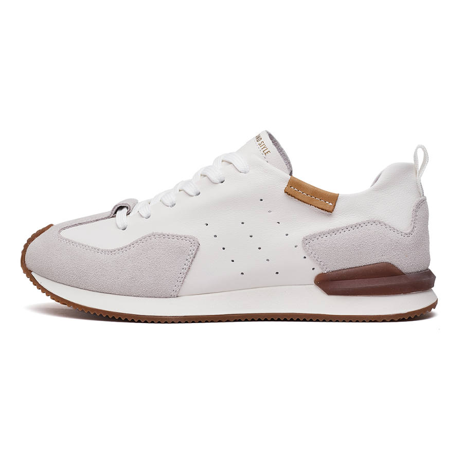 HUITE Top Grain Cow Leather Low top Casual Shoes Men's White