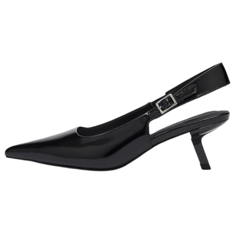 CINDY C ERIC Cow Leather Slim Heel High Heels 5CM Women's Black
