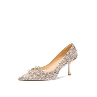 VVKI Slim Heel High Heels 6 8 Women's Gold