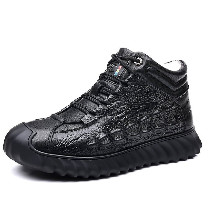 KAQIAODI Cow Split Leather Casual Shoes Men's Black