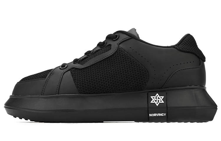 NORVINCY Pu Low top Stylish Skateboarding Shoes Unisex Black