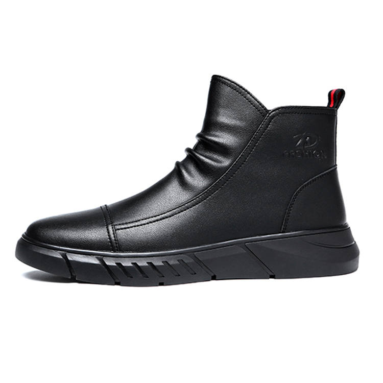 YEDANI YEDANI Cow Split Leather Short Mid Calf Combat Boots Men's Black