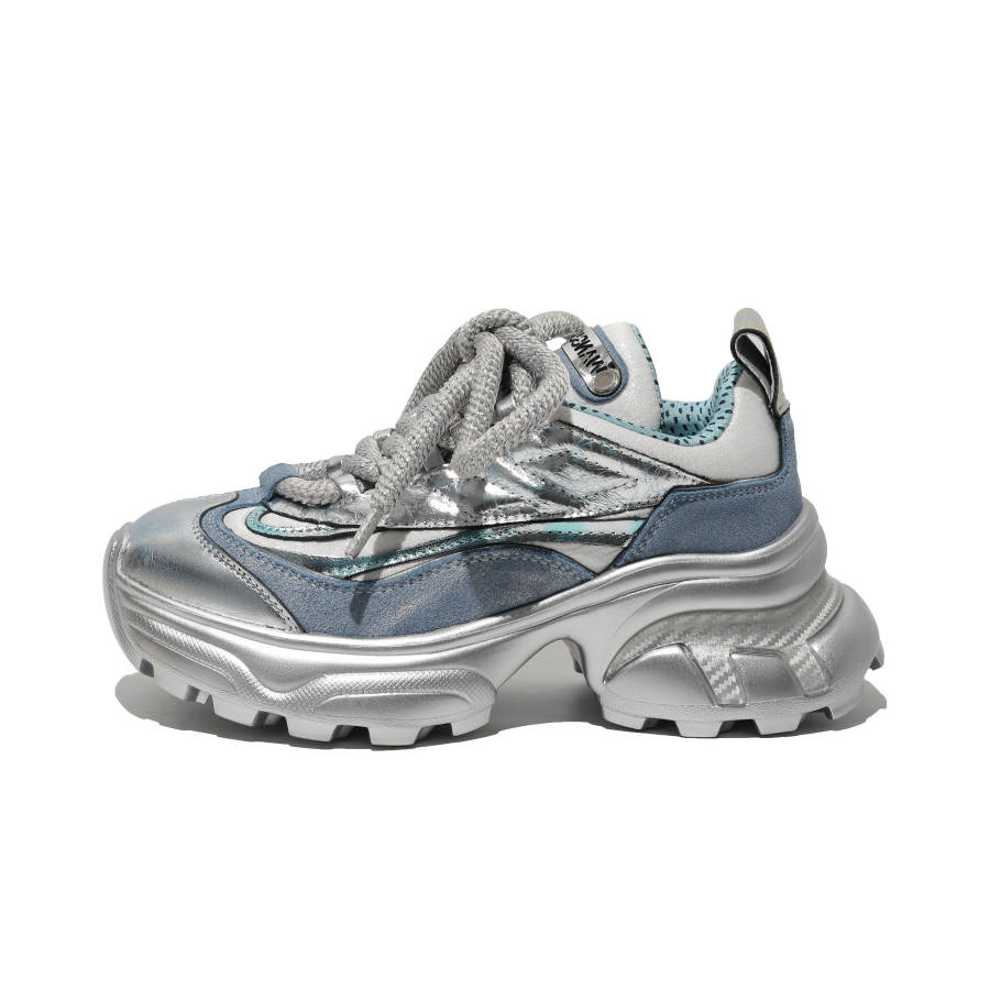 WANG&My&love Cow Leather Chunky Sneakers Women's Glacier Blue