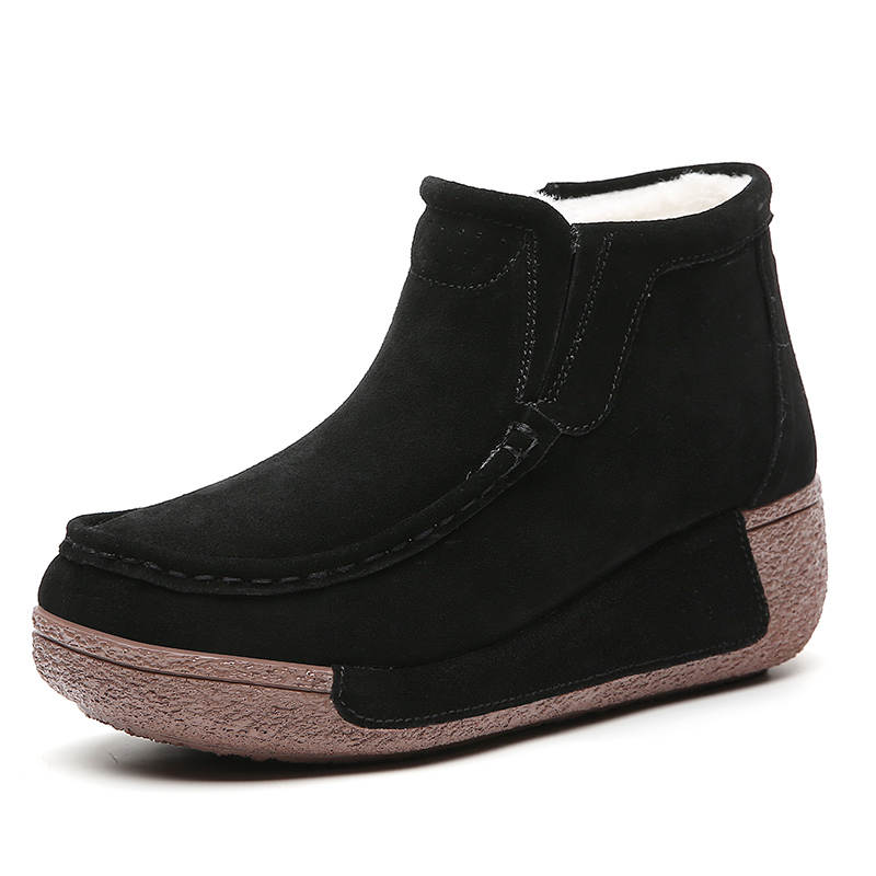 Reivantix Reivanti Cow Suede Thermal Abrasion Resistant Snow Boots Women's Black