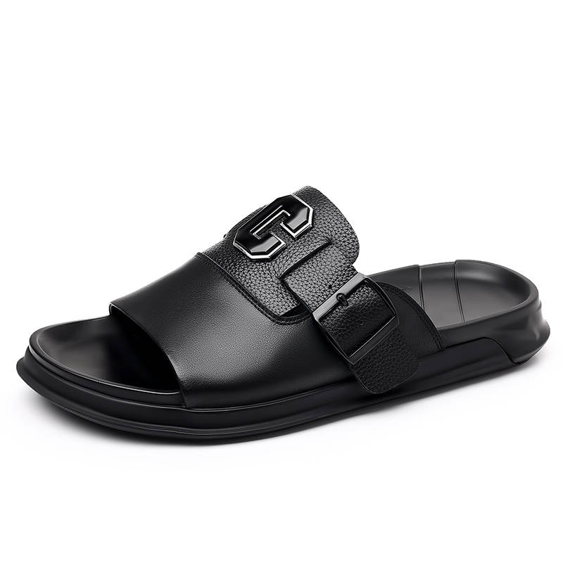 PEHL Rubber Sole Stitching Metal Leather Patchwork Abrasion Resistant Quick Dry Massage Cushioning