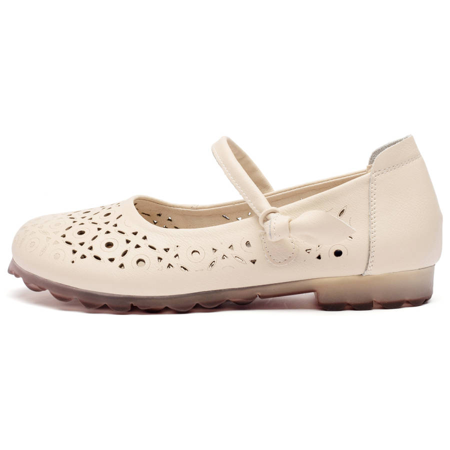 KANGLINIAO Cow Split Leather Flat Mary Jane Shoes 2cm Women's