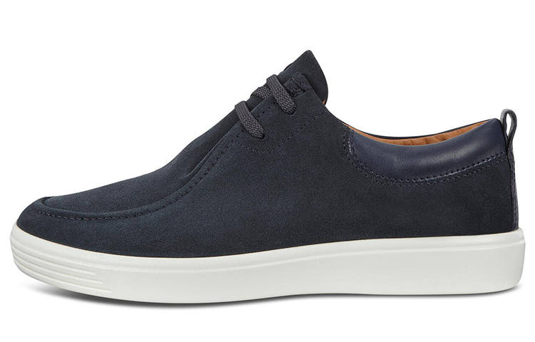 Ecco Soft 7 Top Grain Cow Leather Thermal Abrasion Resistant Low top Men's Casual Shoes Men's Marine Blue
