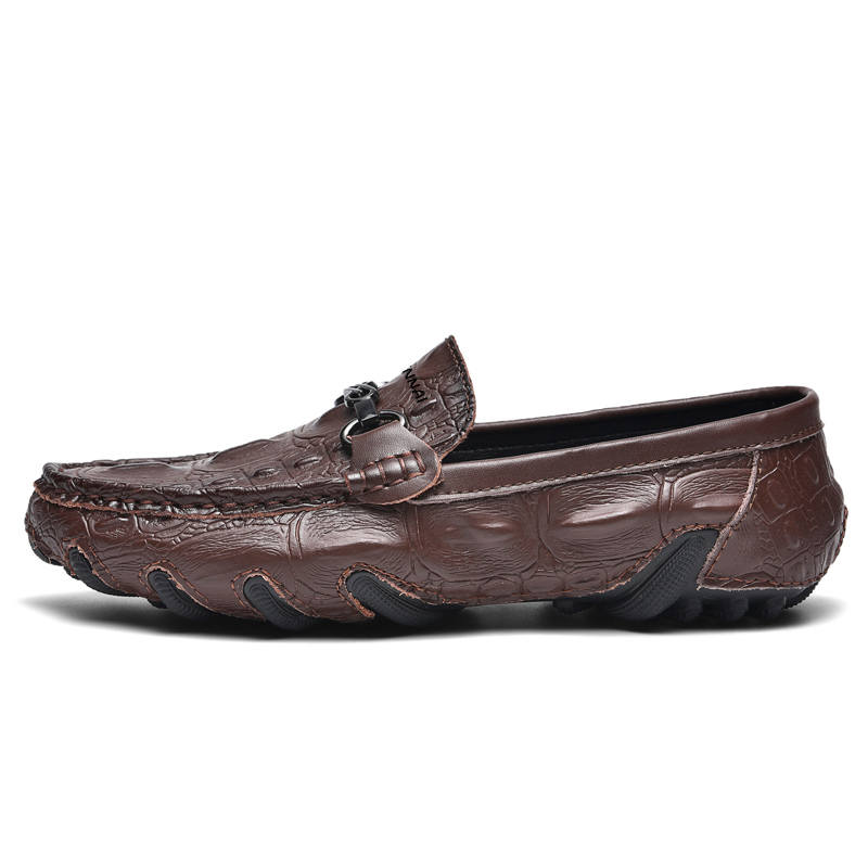 WENNAI Top Grain Cow Leather Casual Shoes Men's Brown