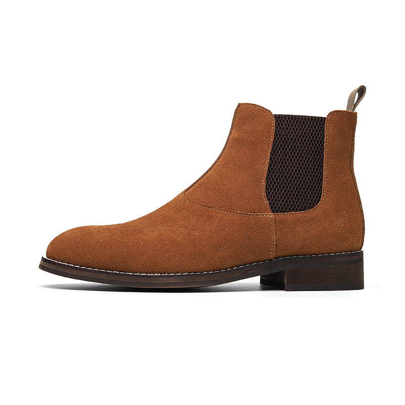KAQIAODI Cow Suede Knee High Chelsea Boots Men's Yellow