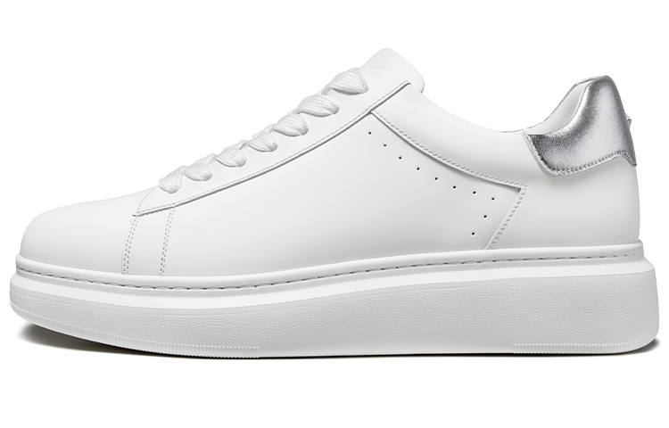 THOM WILLS TW Calfskin White Sneakers Low top Skateboard Shoes Unisex White Silver Tail