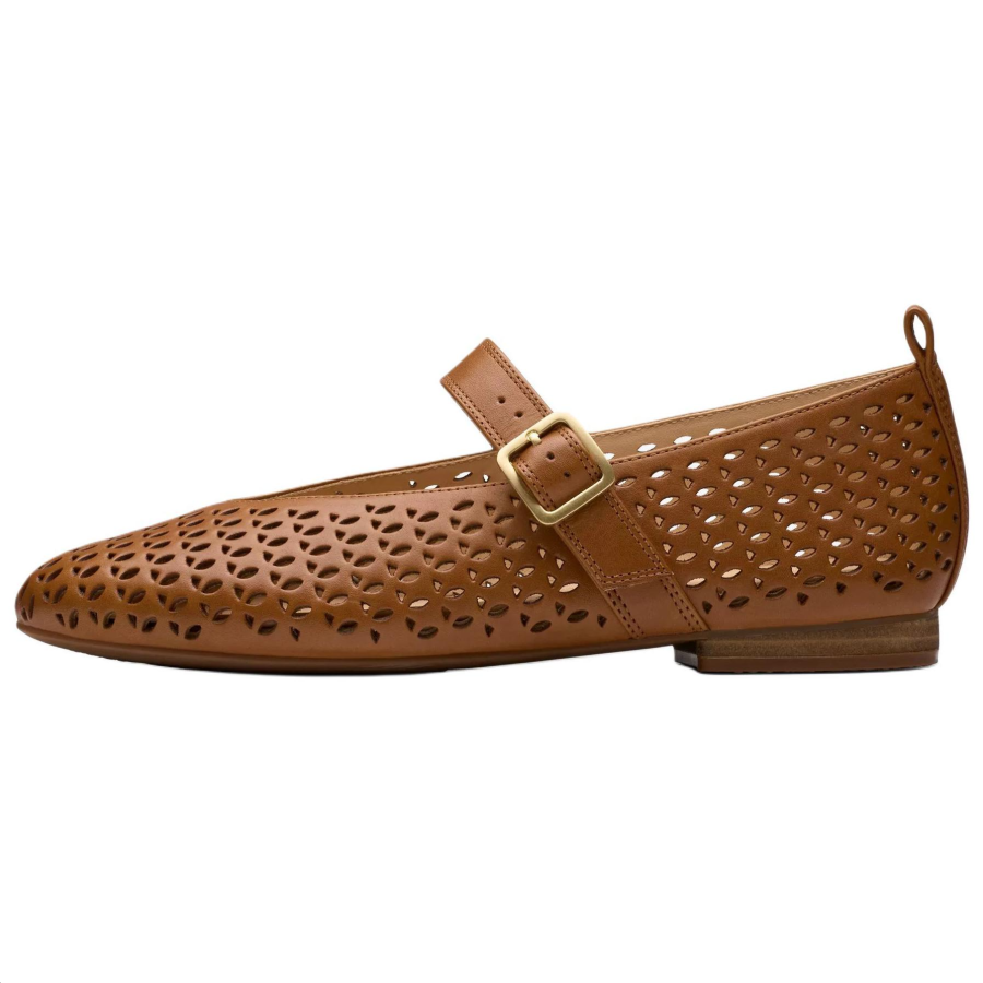 Clarks Fawna Jane Leather Vintage Flat Mary Jane Shoes Women's Brown