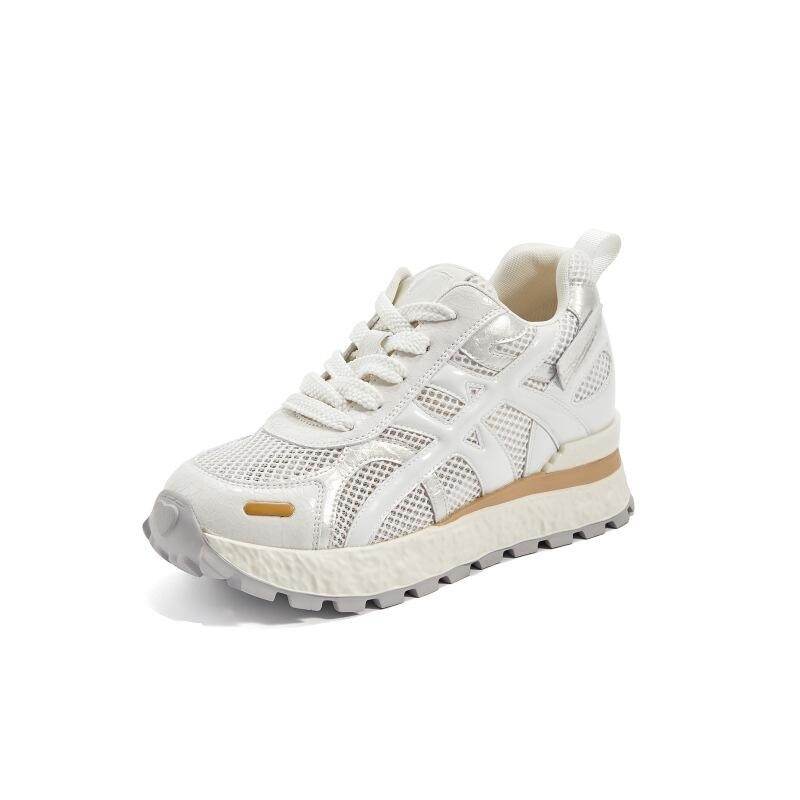 QING MISS Cow Leather Non slip Lightweight Low top Casual Shoes Women's White