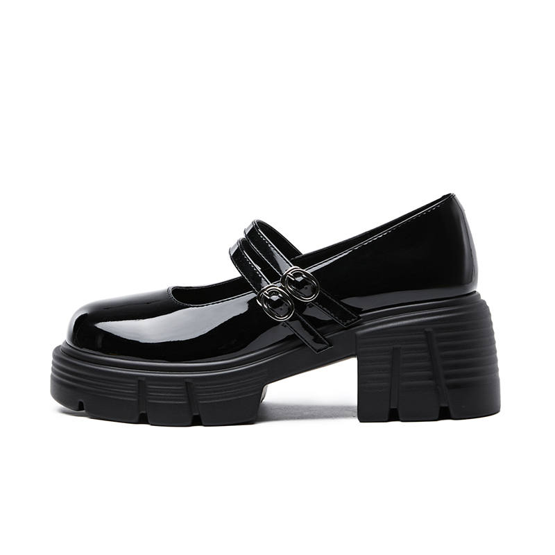 KEKAFU Synthetic Leather Chunky Heel Mary Jane Shoes 6.8cm Women's Black