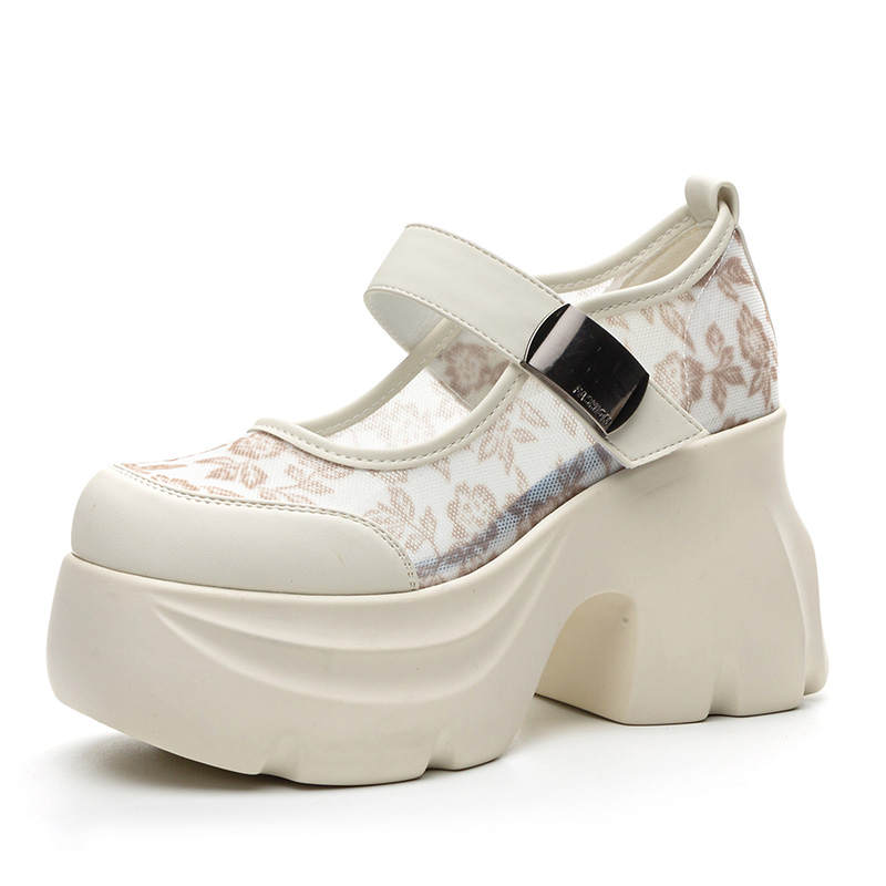 Shangjinni Microfiber Leather Chunky Heel Mary Jane Shoes 9cm Women's