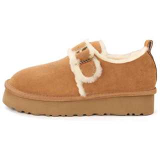 STUDIO LEE Cow Split Leather Ankle Length Snow Boots Women's Chestnut