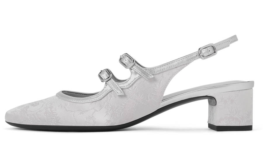 CHARLES&KEITH Small Charles & Keith Chinese Style New Chinese Style PU, Textile One Strap Sandals Chunky Heel Women's